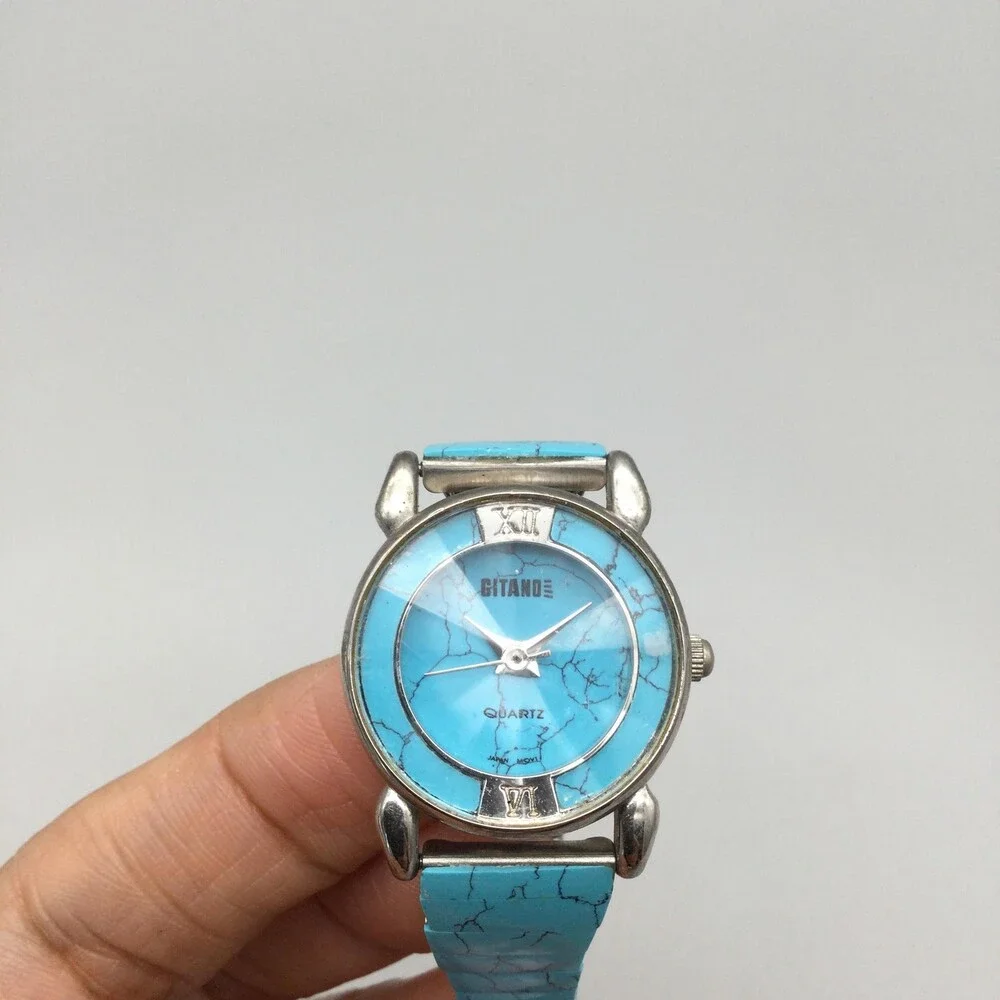 Vintage Gitano Womens Watch 25mm Blue Dial Stretch Band Rivoli New Battery